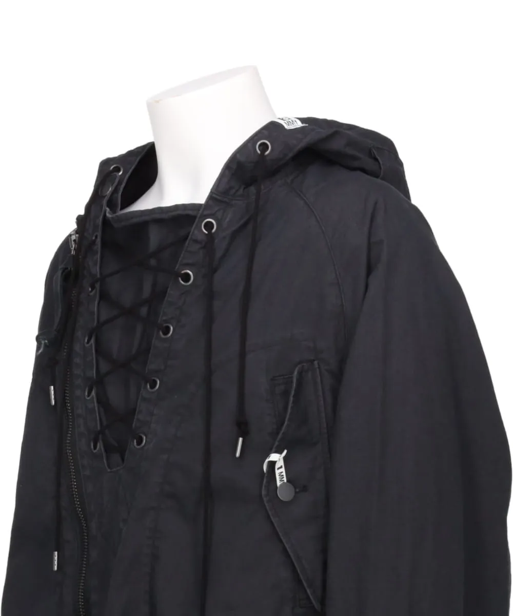 FRONT LACE UP HOODED JACKET