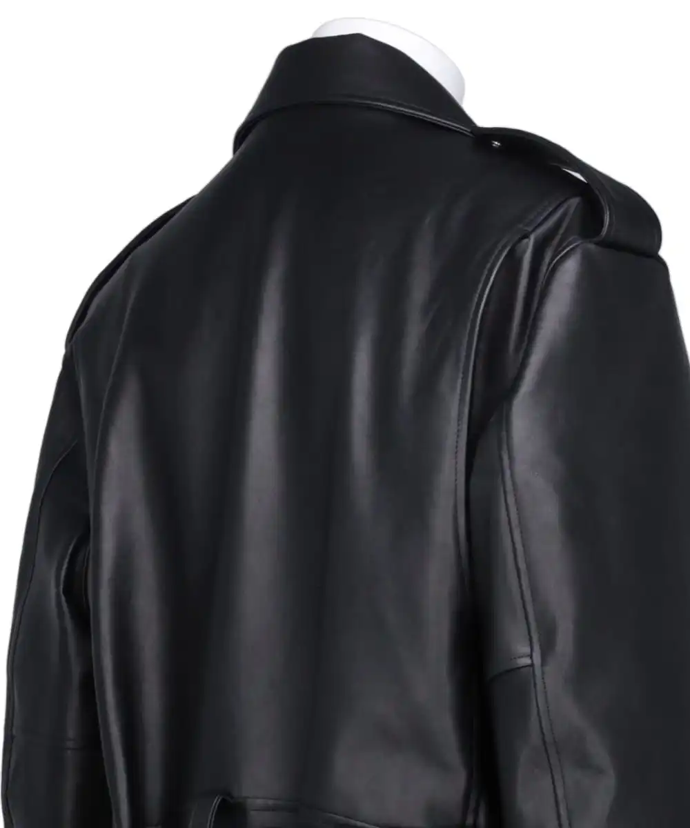 LEATHER BIKER COAT