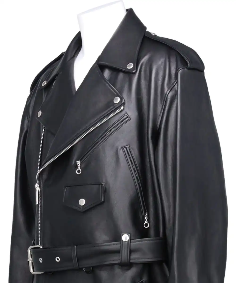 LEATHER BIKER COAT