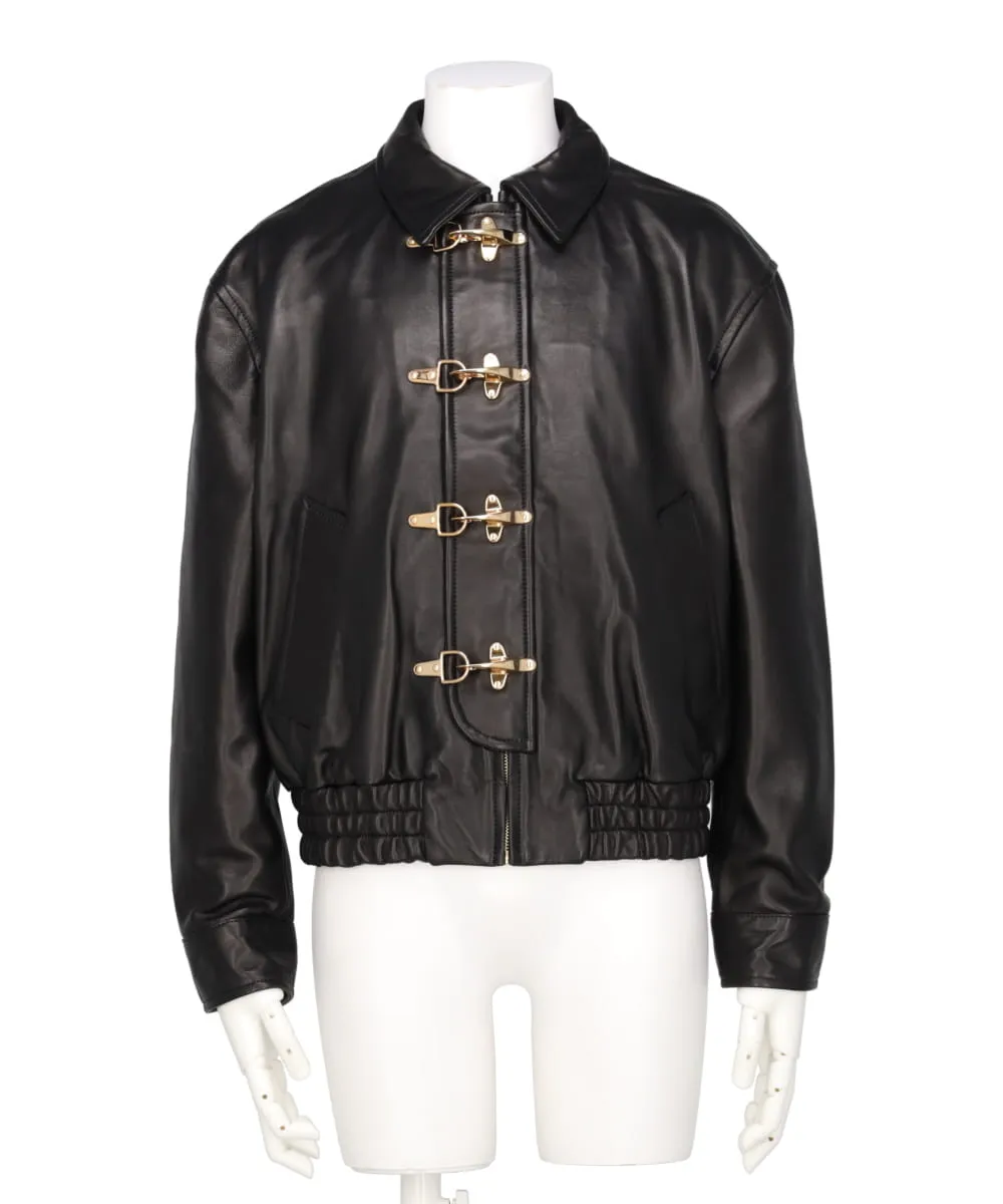 GOLD BUCKLE LEATHER BOMBER