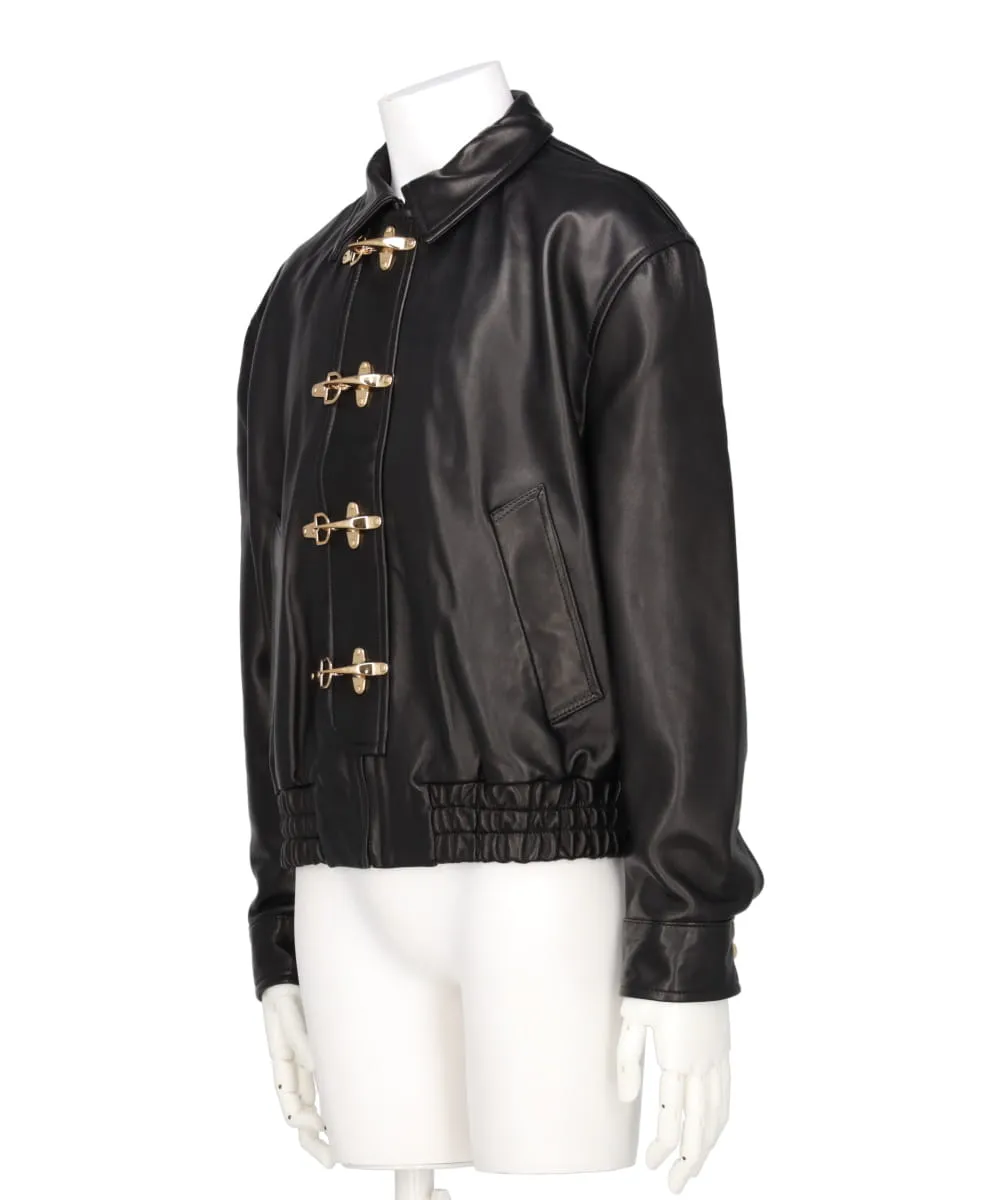 GOLD BUCKLE LEATHER BOMBER