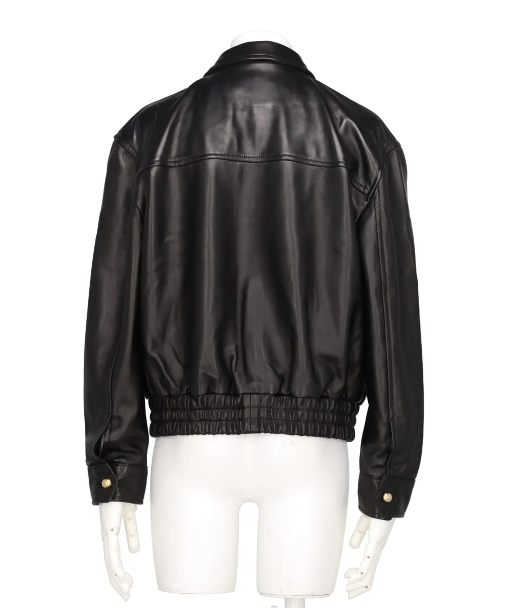 GOLD BUCKLE LEATHER BOMBER