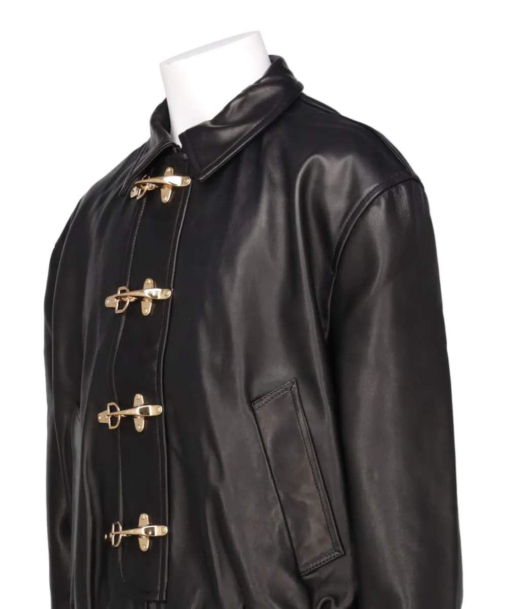 GOLD BUCKLE LEATHER BOMBER