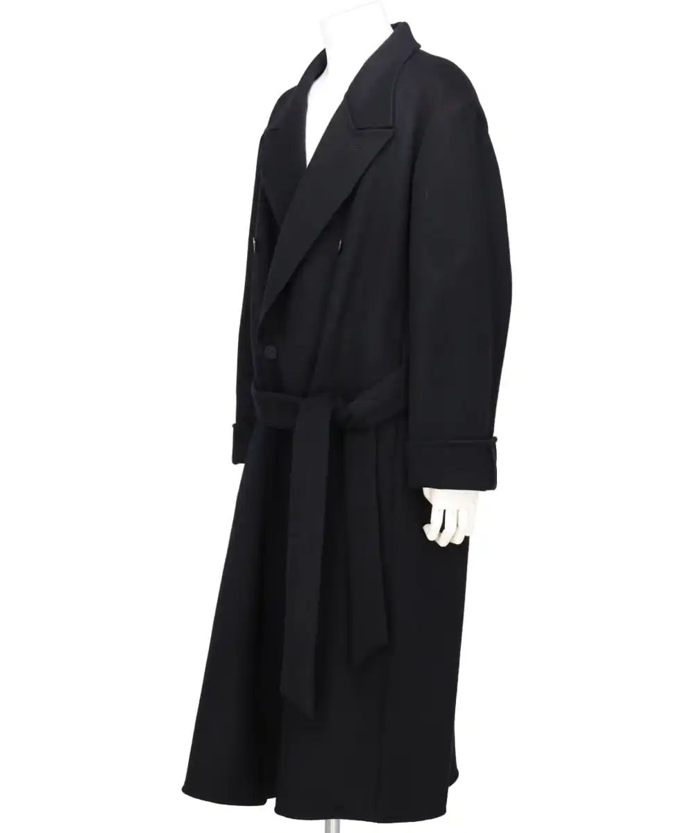 DOUBLE-FACE BEAVER WOOL PEAKED LAPEL OVERCOAT