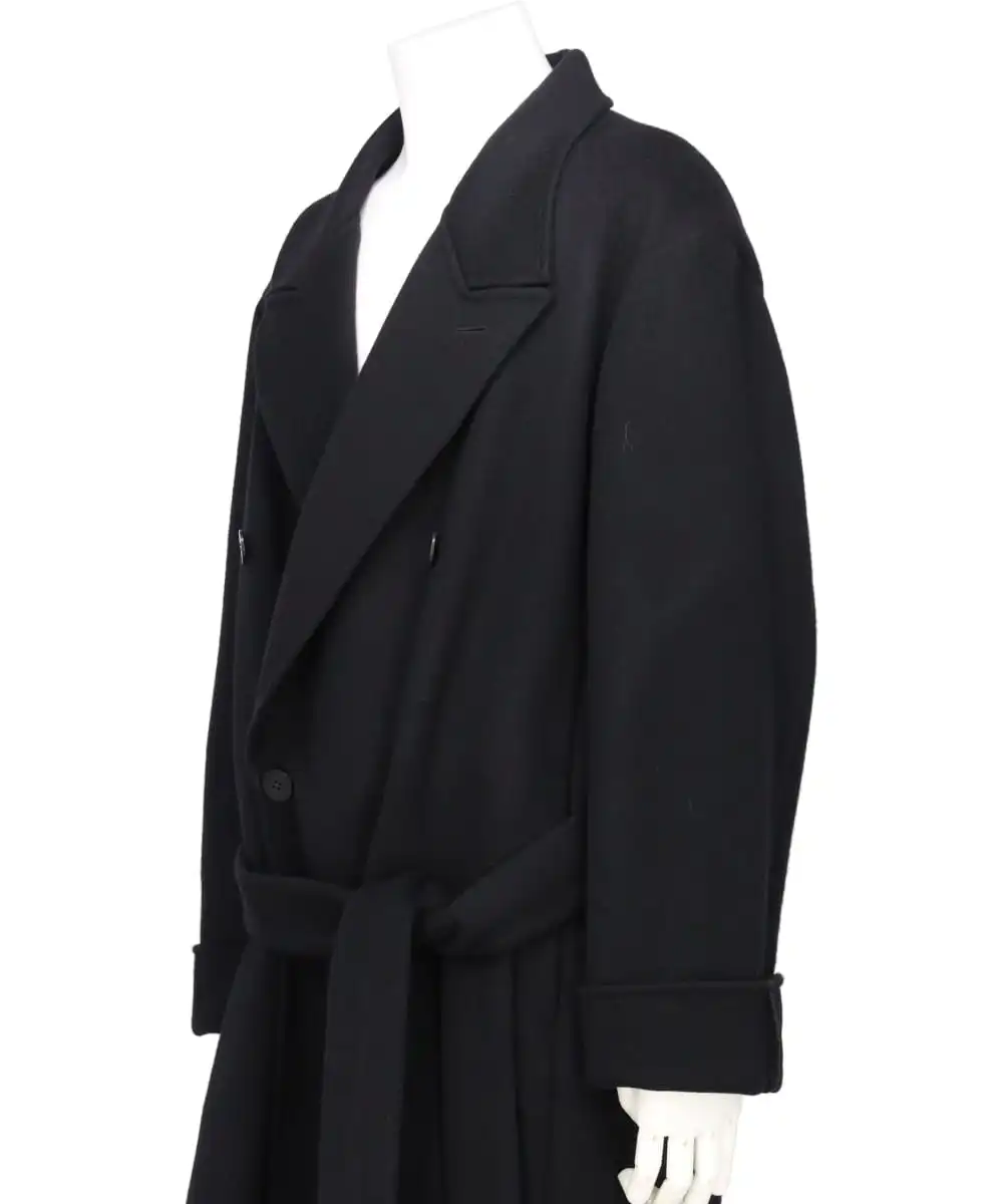 DOUBLE-FACE BEAVER WOOL PEAKED LAPEL OVERCOAT