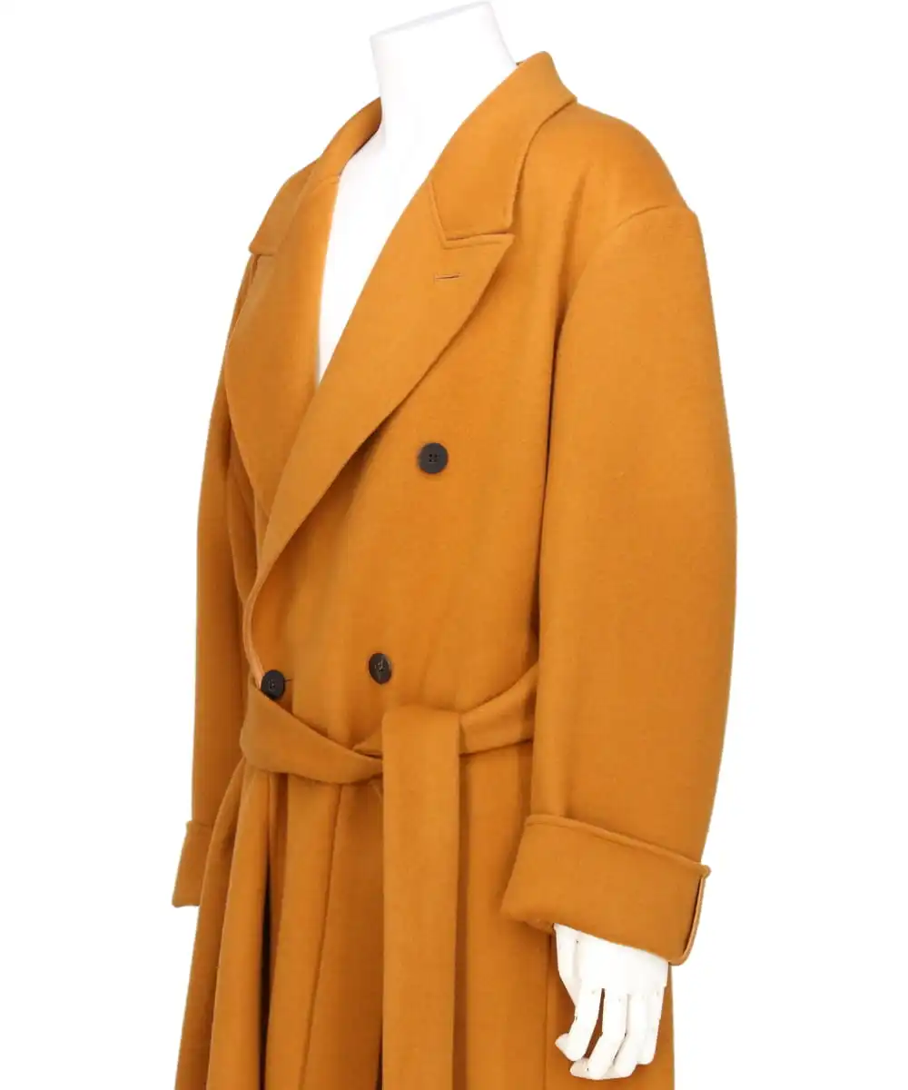 DOUBLE-FACE BEAVER WOOL PEAKED LAPEL OVERCOAT