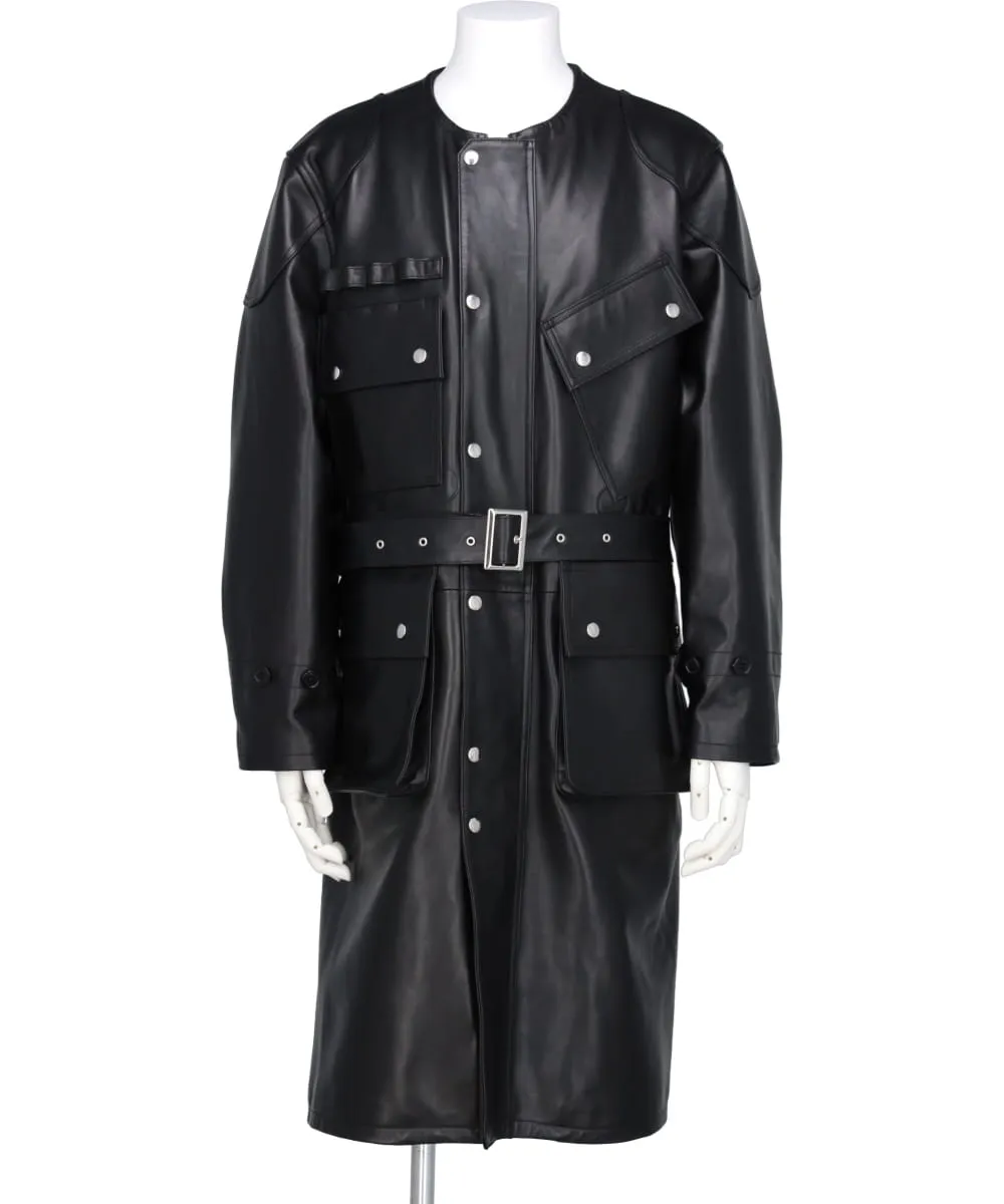 "JEROME" LONG MOTO LEATHER COAT