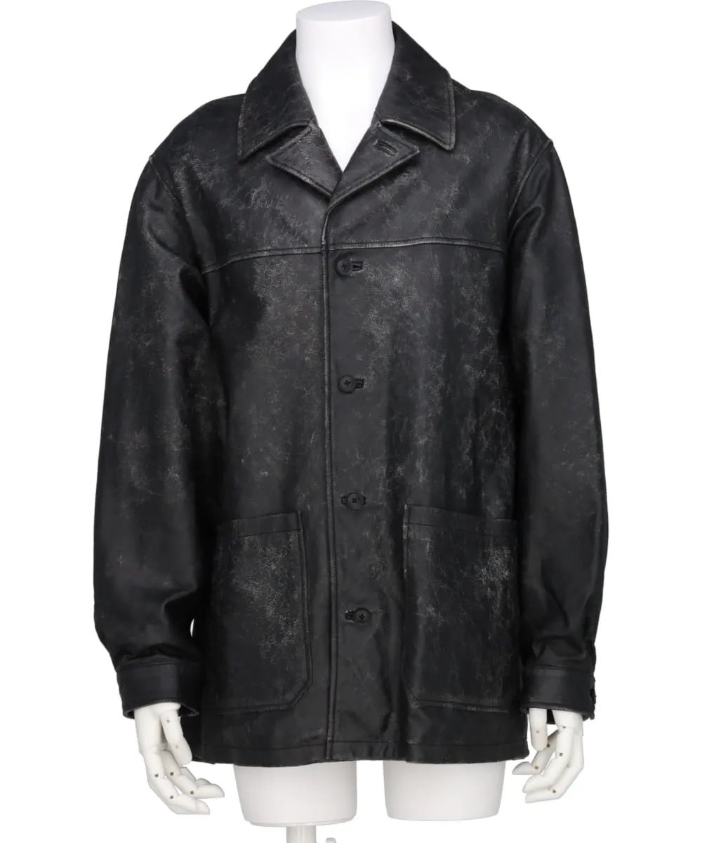 CRACKED GOAT LEATHER CAR COAT