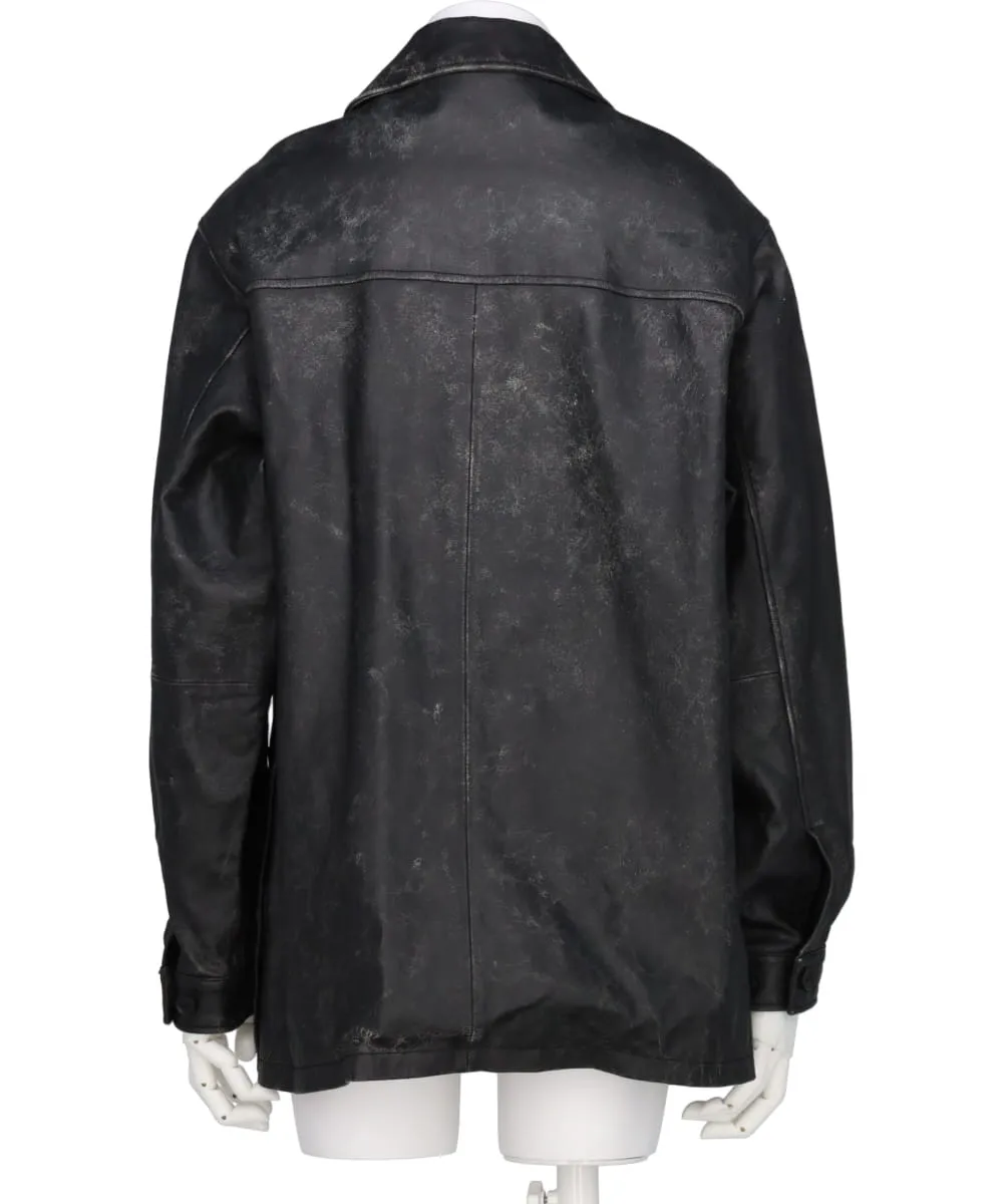 CRACKED GOAT LEATHER CAR COAT