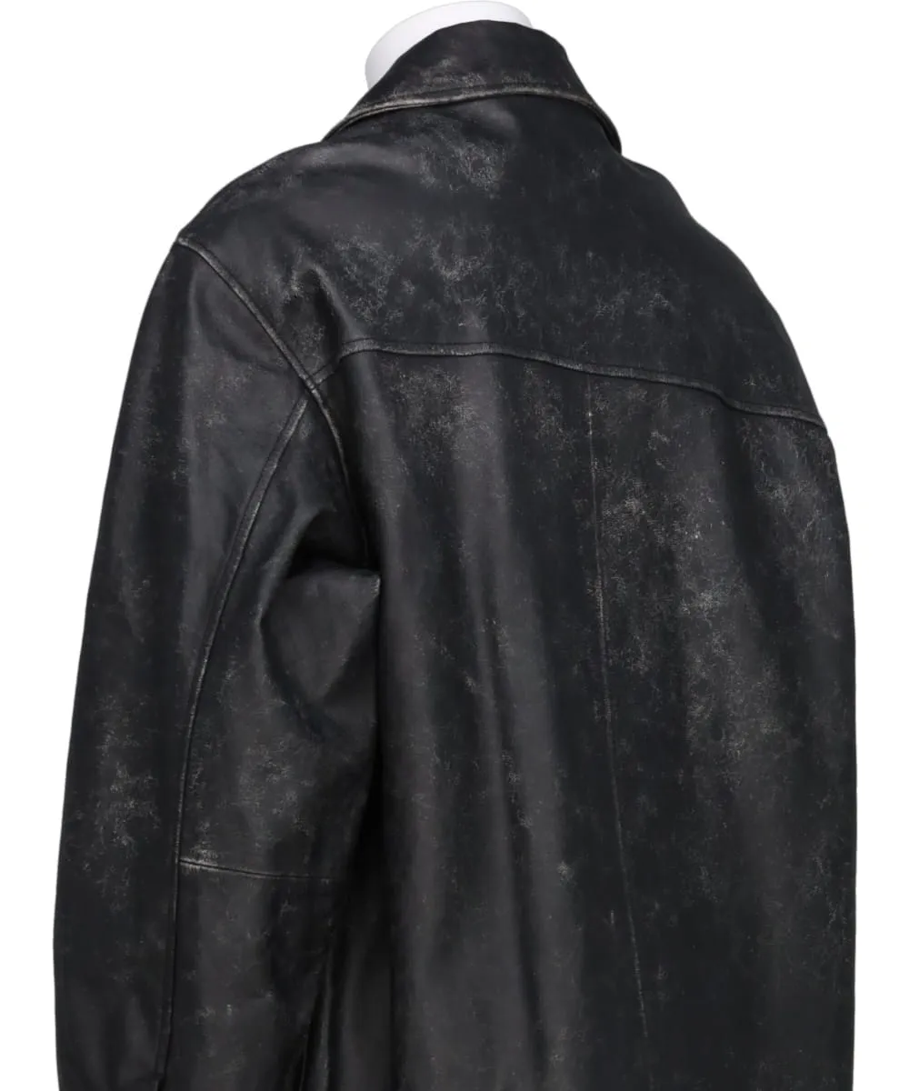 CRACKED GOAT LEATHER CAR COAT