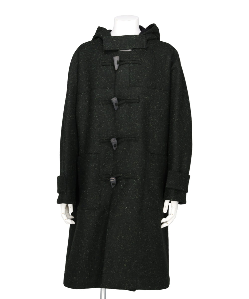 YOKE SLEEVE OVERCOAT WITH HOOD IN SPECKLED