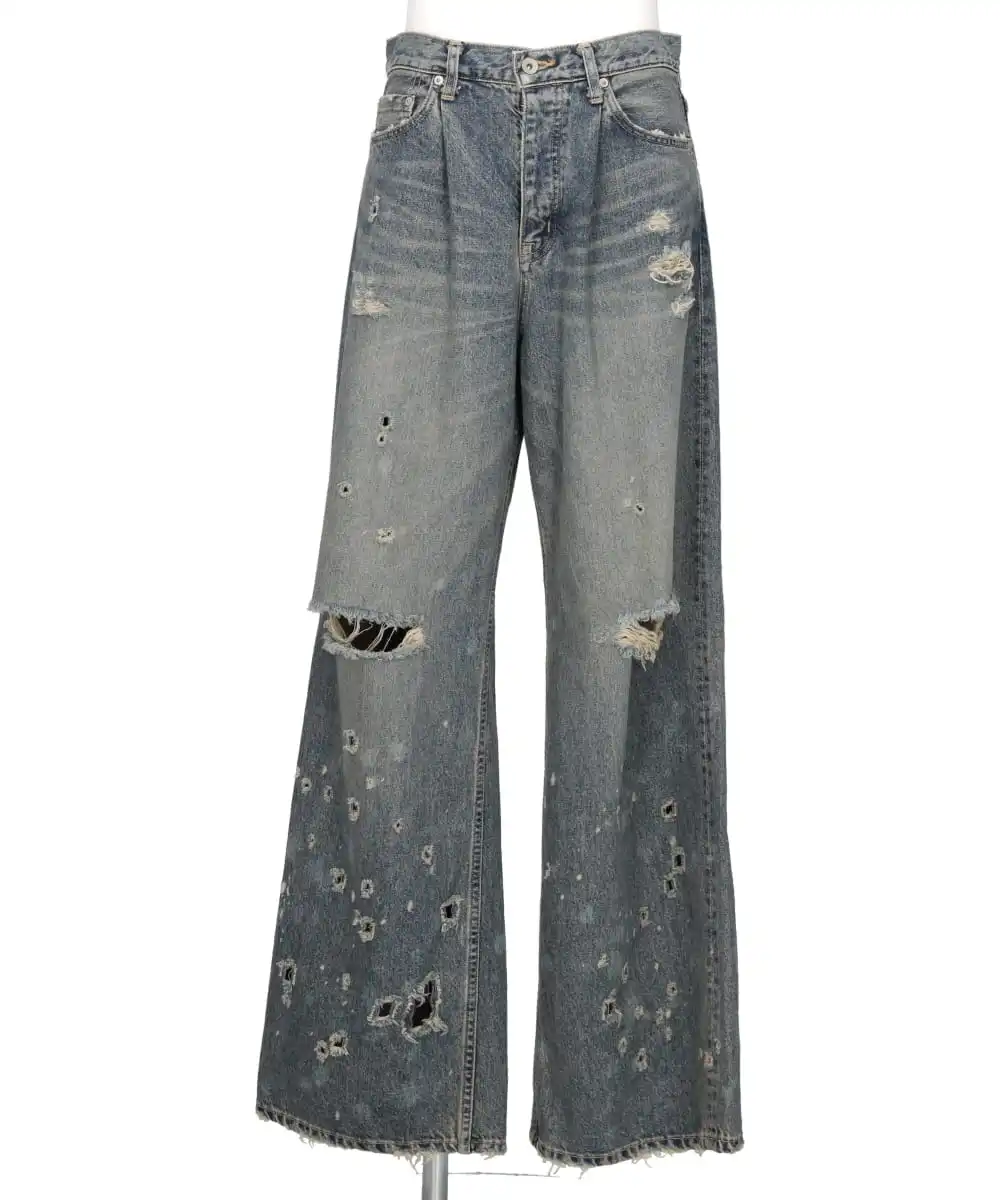 SUPER DAMAGE WIDE DENIM PANTS