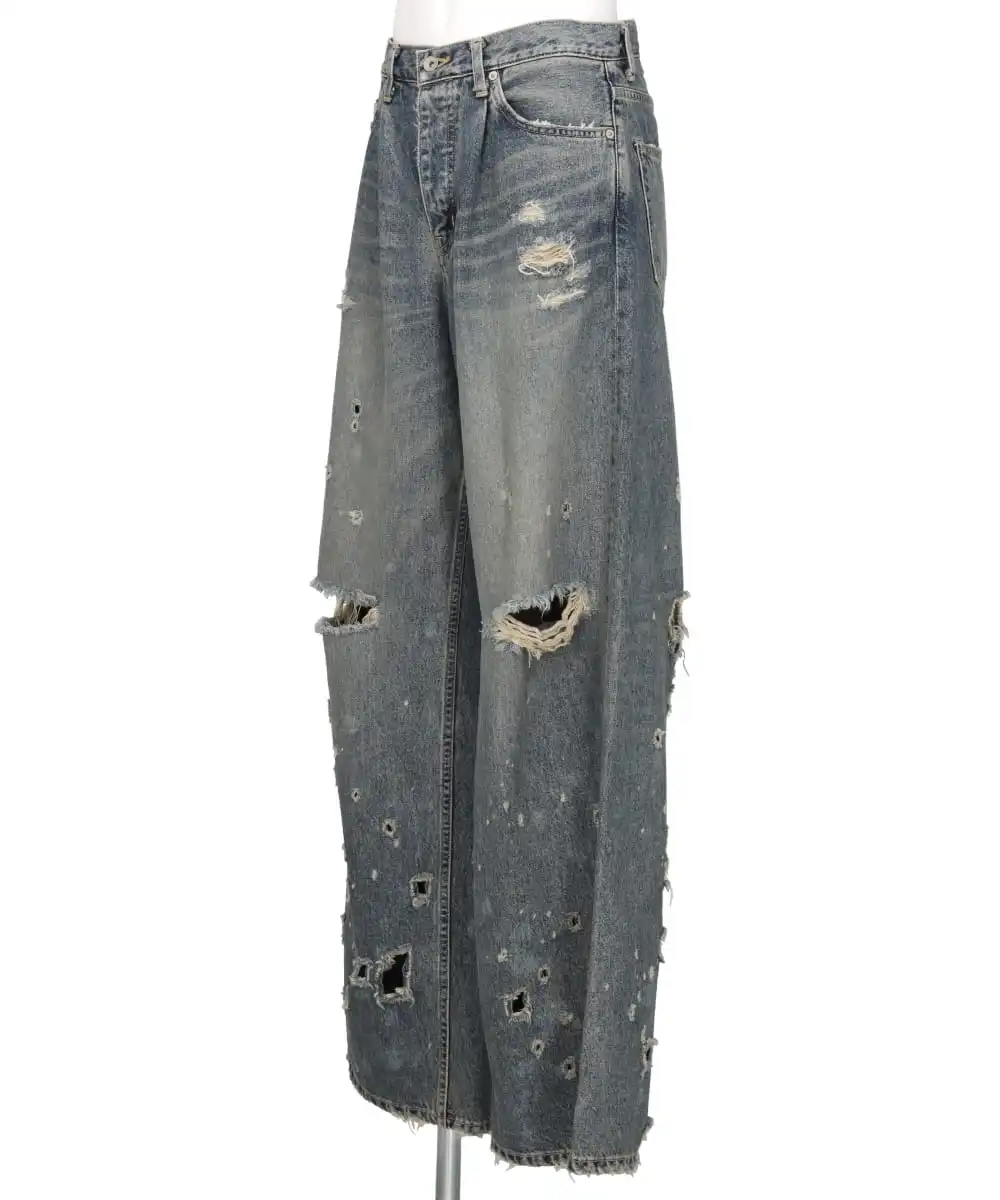 SUPER DAMAGE WIDE DENIM PANTS