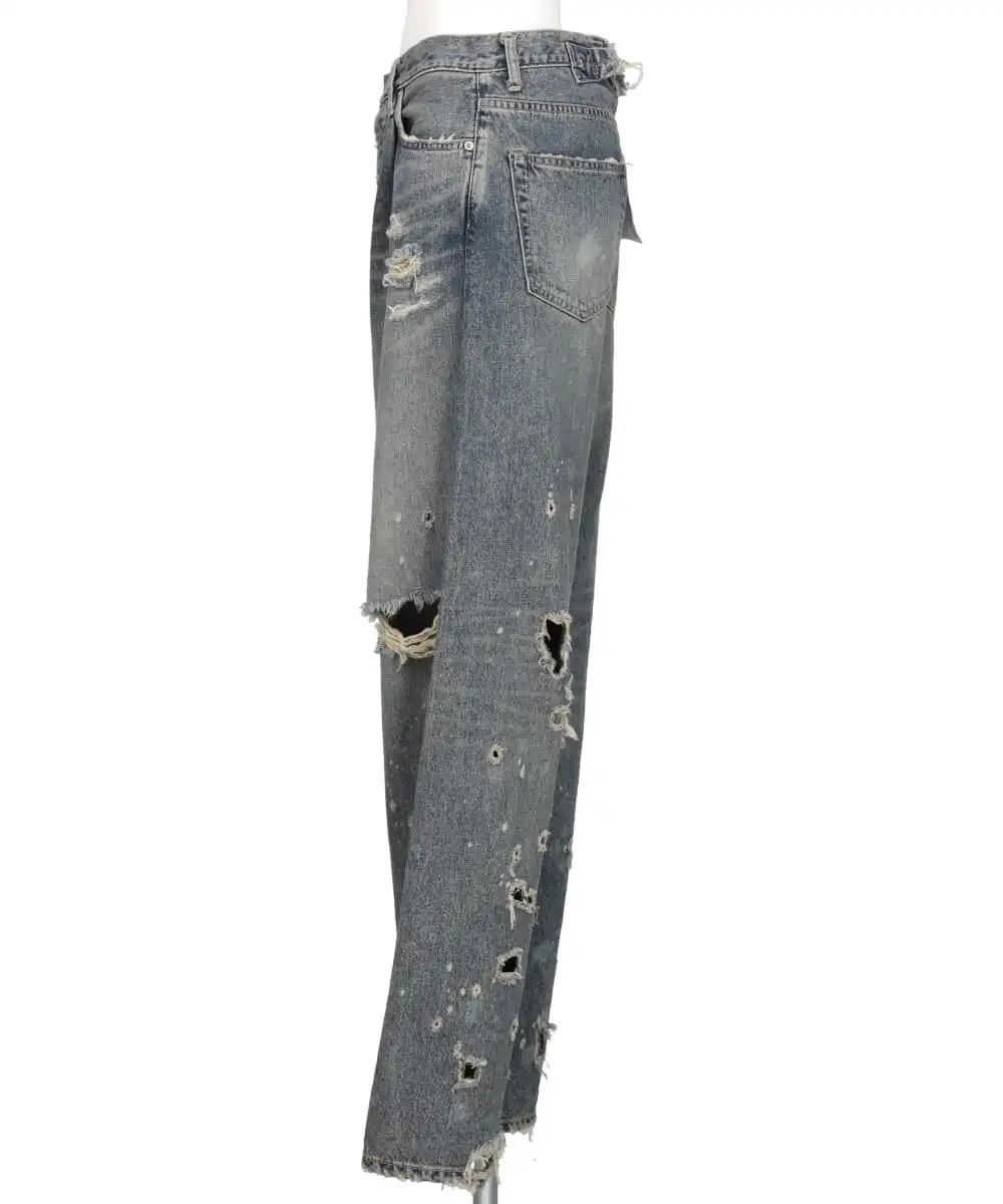 SUPER DAMAGE WIDE DENIM PANTS