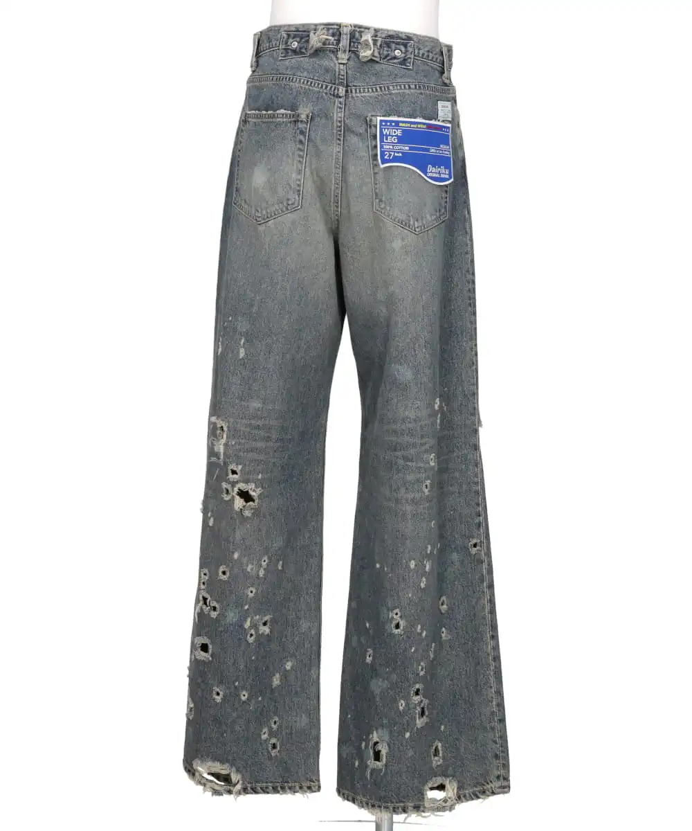 SUPER DAMAGE WIDE DENIM PANTS