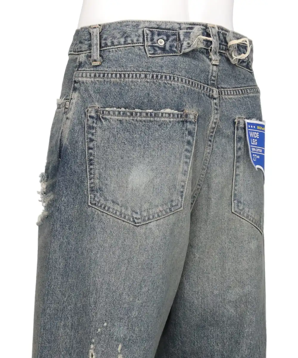 SUPER DAMAGE WIDE DENIM PANTS