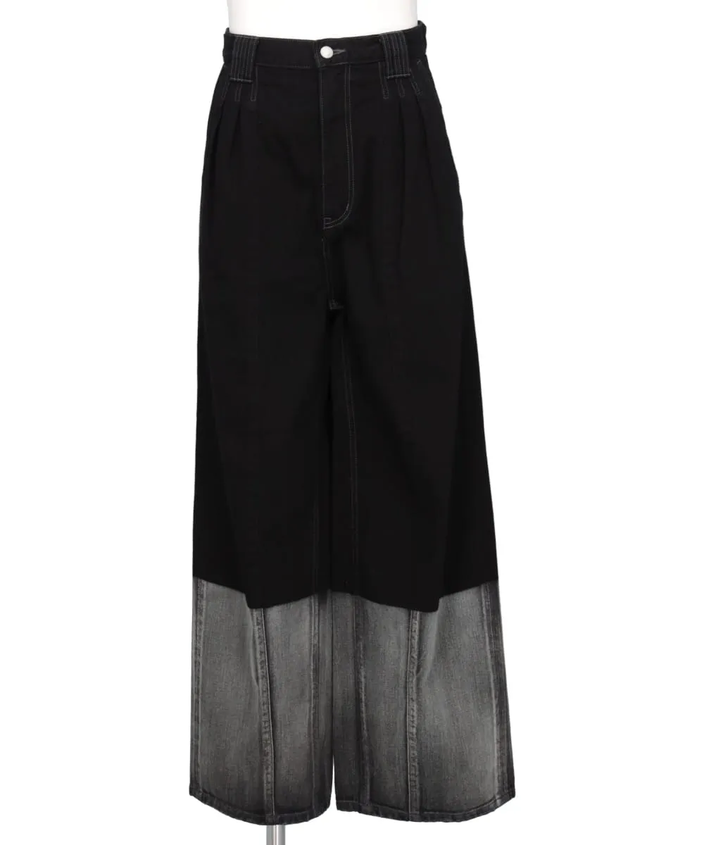 LASER PROCESSED DENIM WIDE-LEG BUGGY PANTS