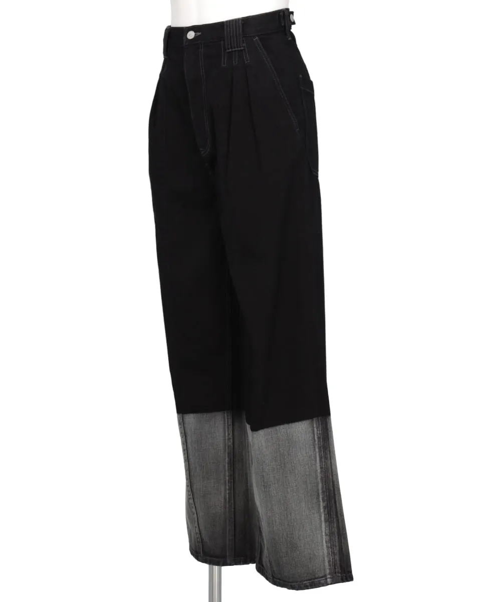 LASER PROCESSED DENIM WIDE-LEG BUGGY PANTS