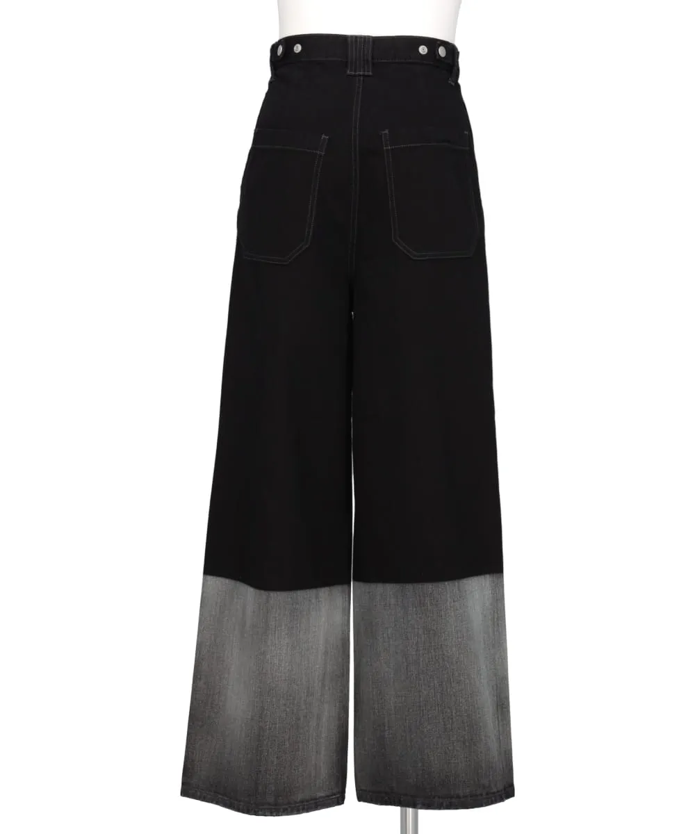 LASER PROCESSED DENIM WIDE-LEG BUGGY PANTS