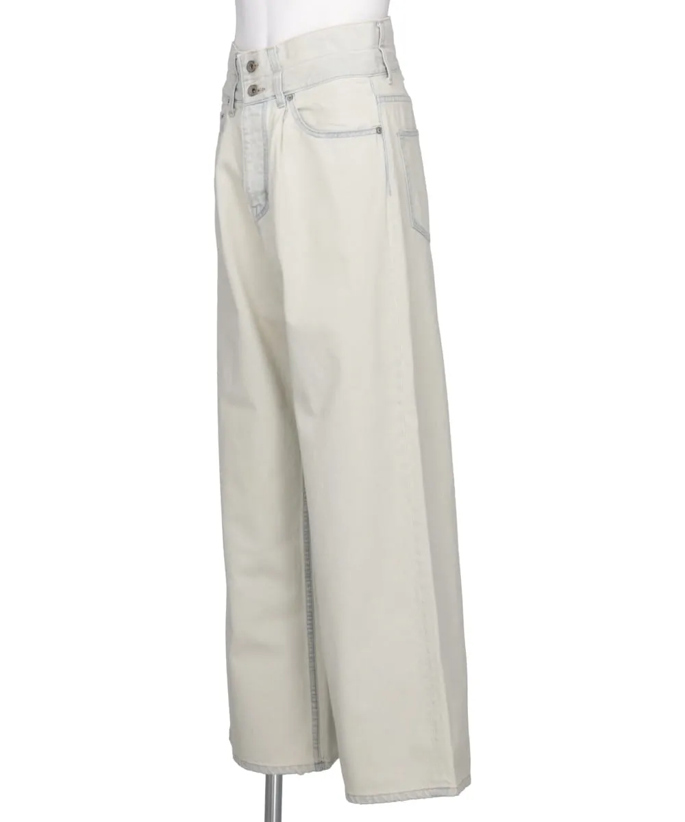 "ICE WASH" W-VELT WIDE DENIM PANTS