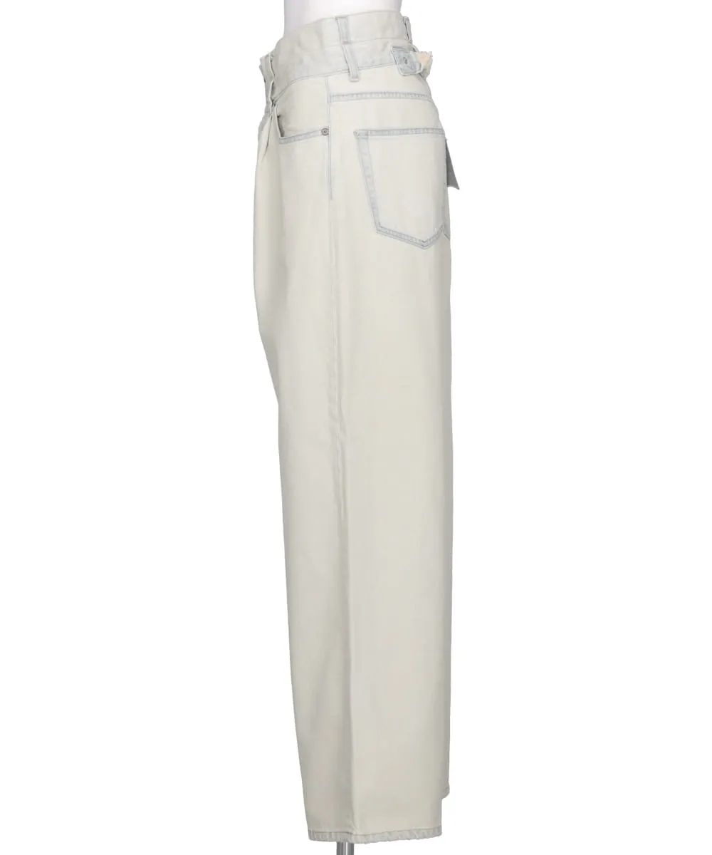 "ICE WASH" W-VELT WIDE DENIM PANTS