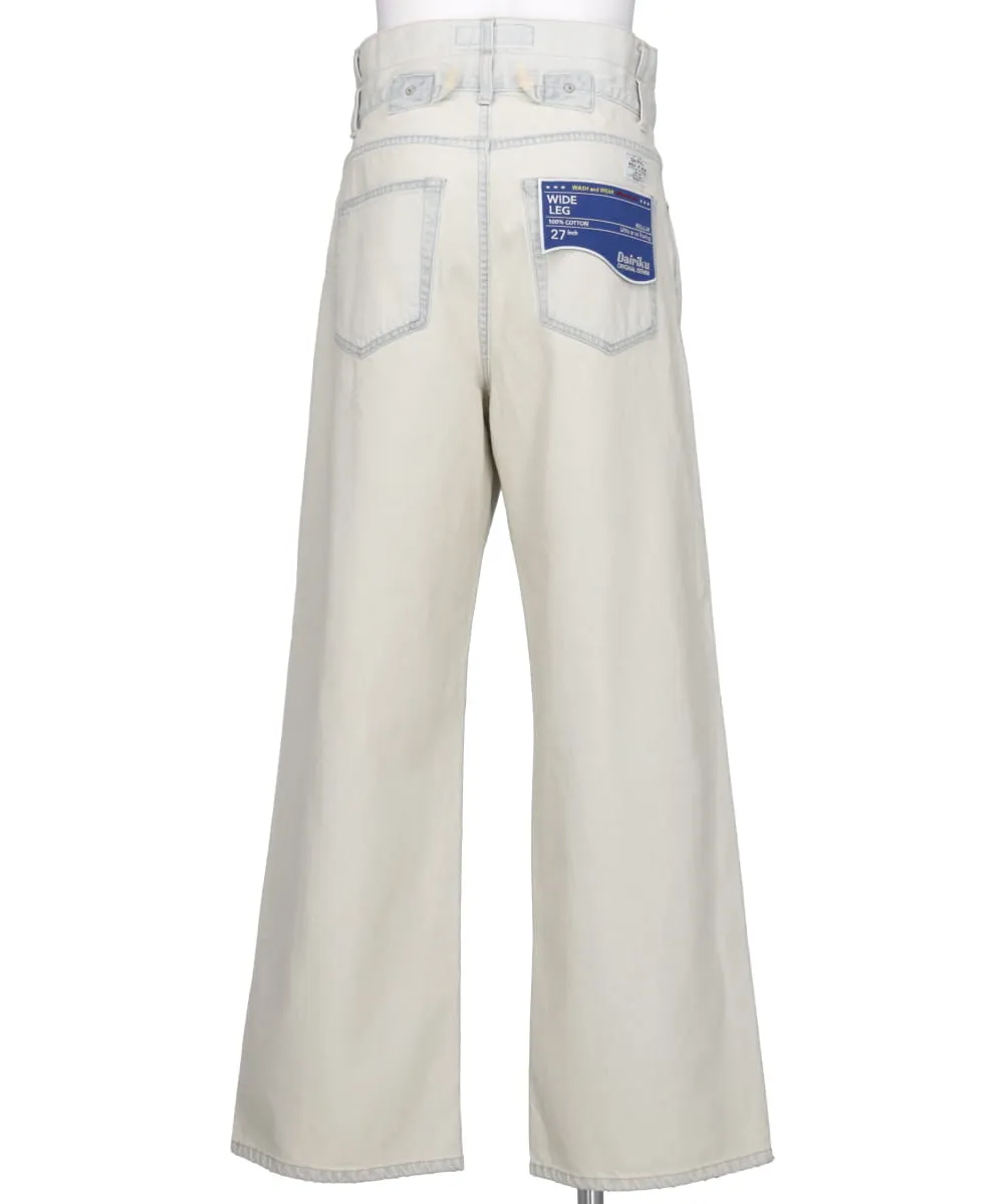 "ICE WASH" W-VELT WIDE DENIM PANTS