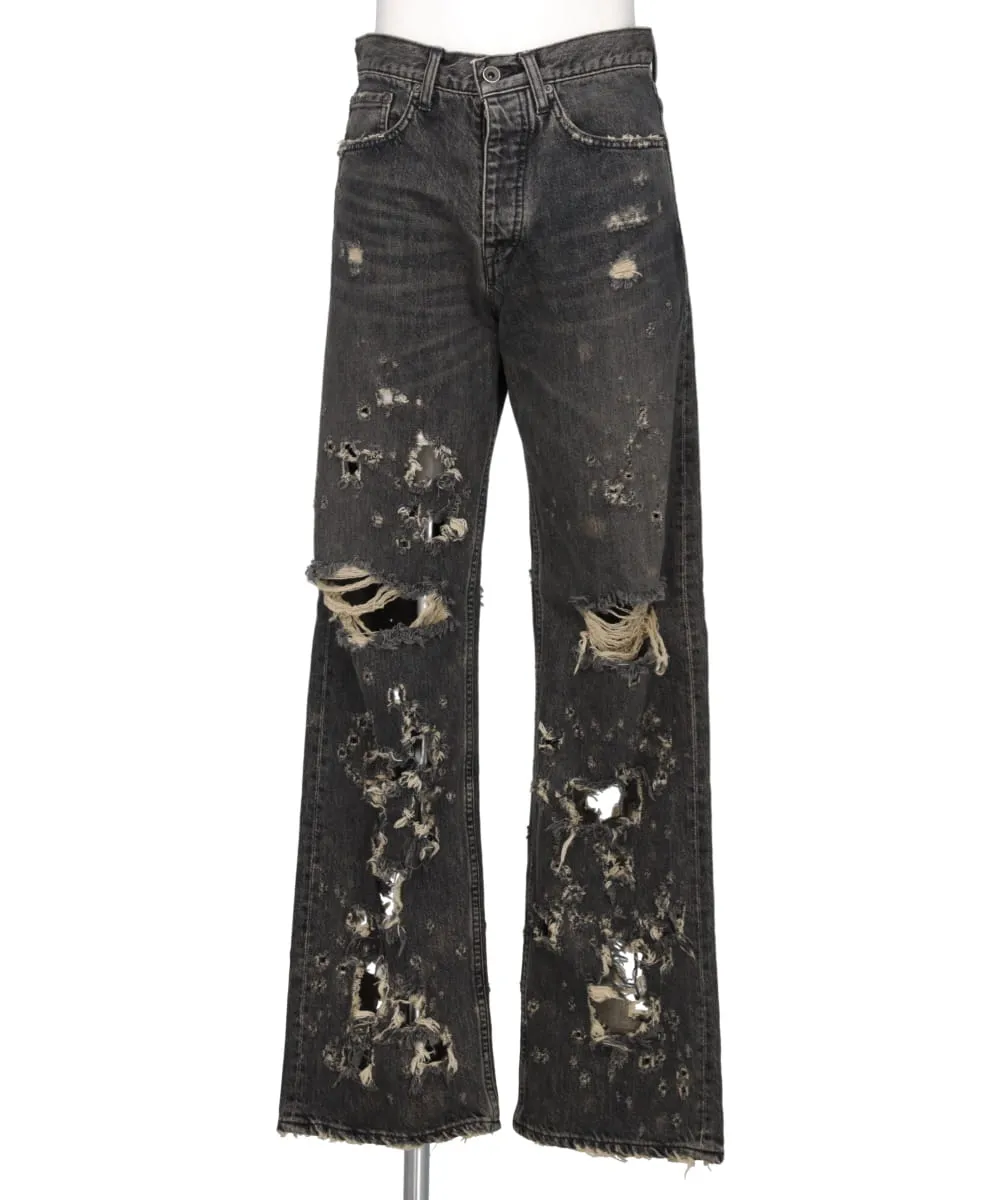 "DAMAGE" STRAIGHT DENIM PANTS