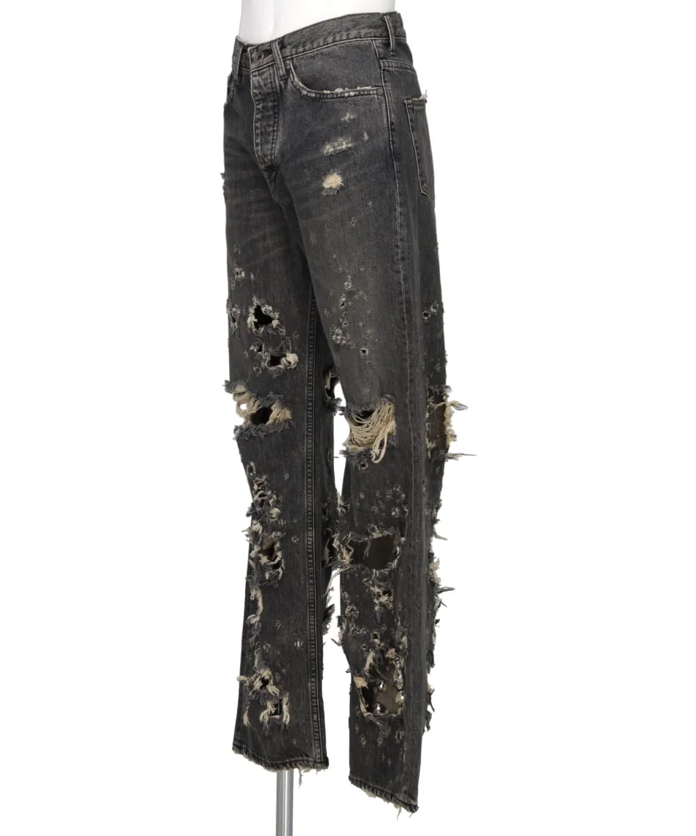 "DAMAGE" STRAIGHT DENIM PANTS