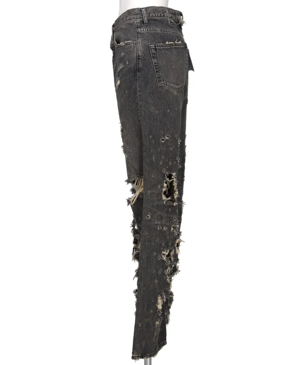 "DAMAGE" STRAIGHT DENIM PANTS