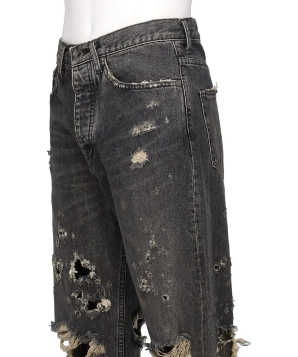 "DAMAGE" STRAIGHT DENIM PANTS