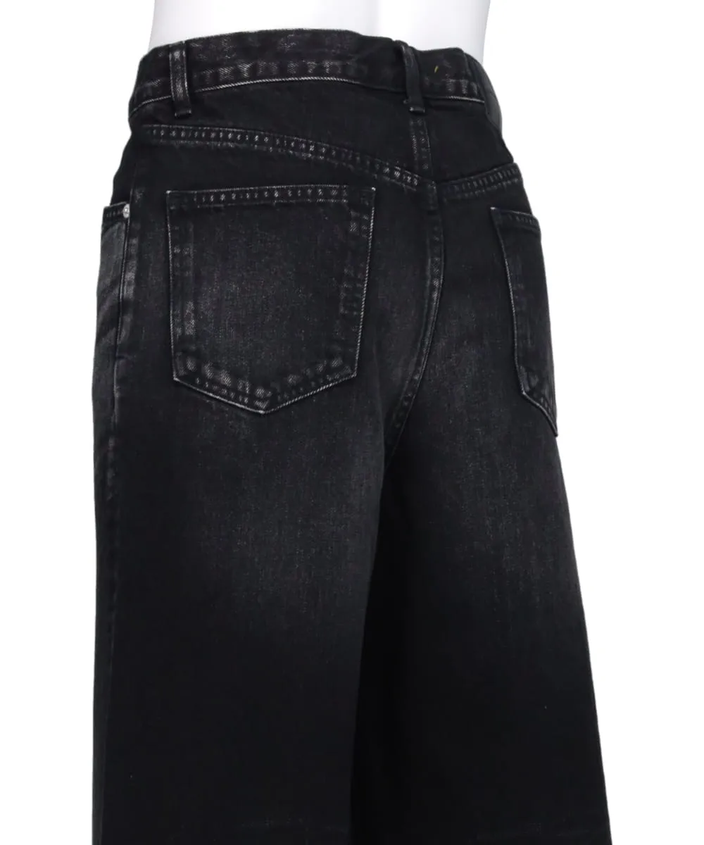 WASHED DENIM WIDE PANTS