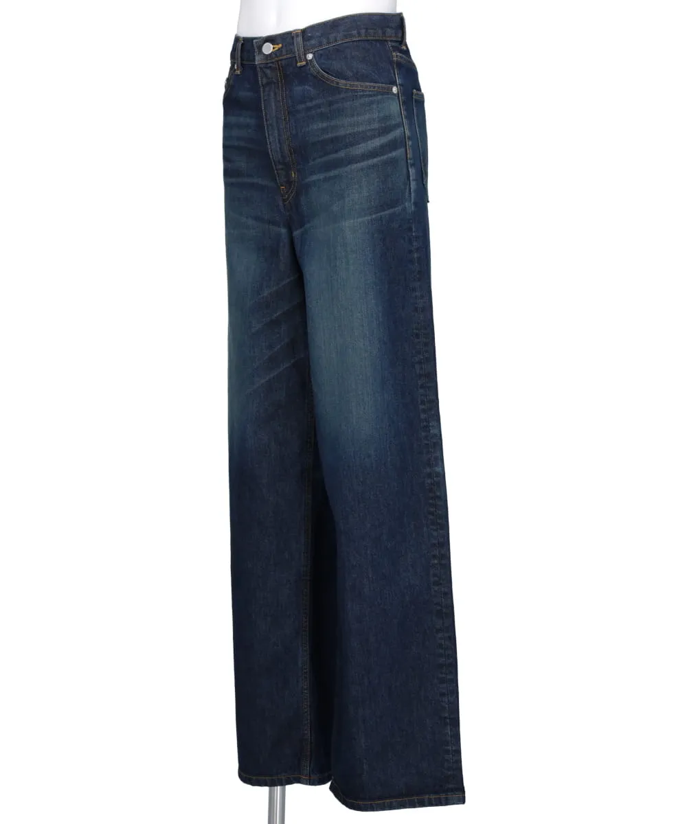 WASHED DENIM WIDE PANTS