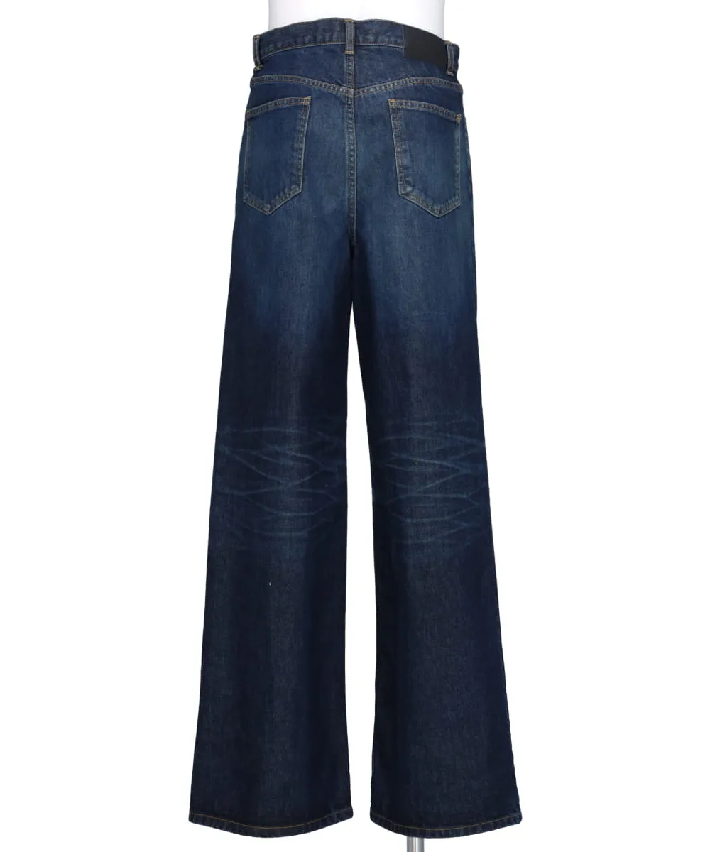 WASHED DENIM WIDE PANTS