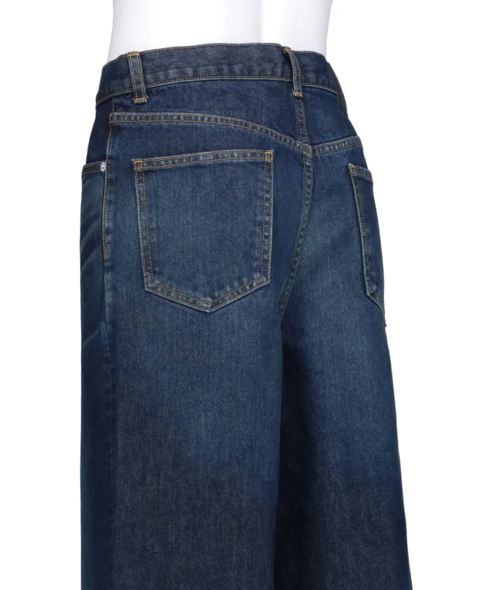 WASHED DENIM WIDE PANTS