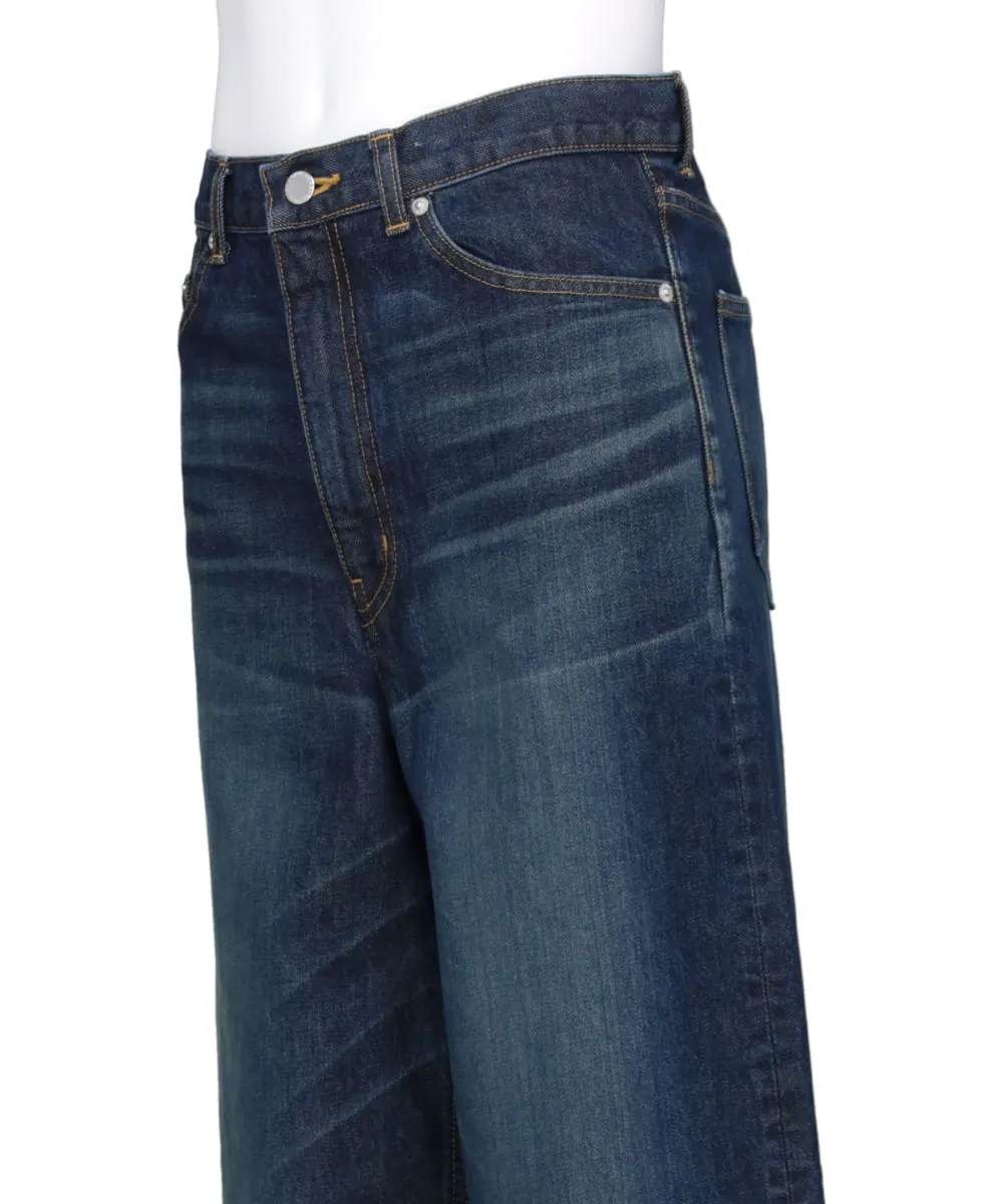 WASHED DENIM WIDE PANTS