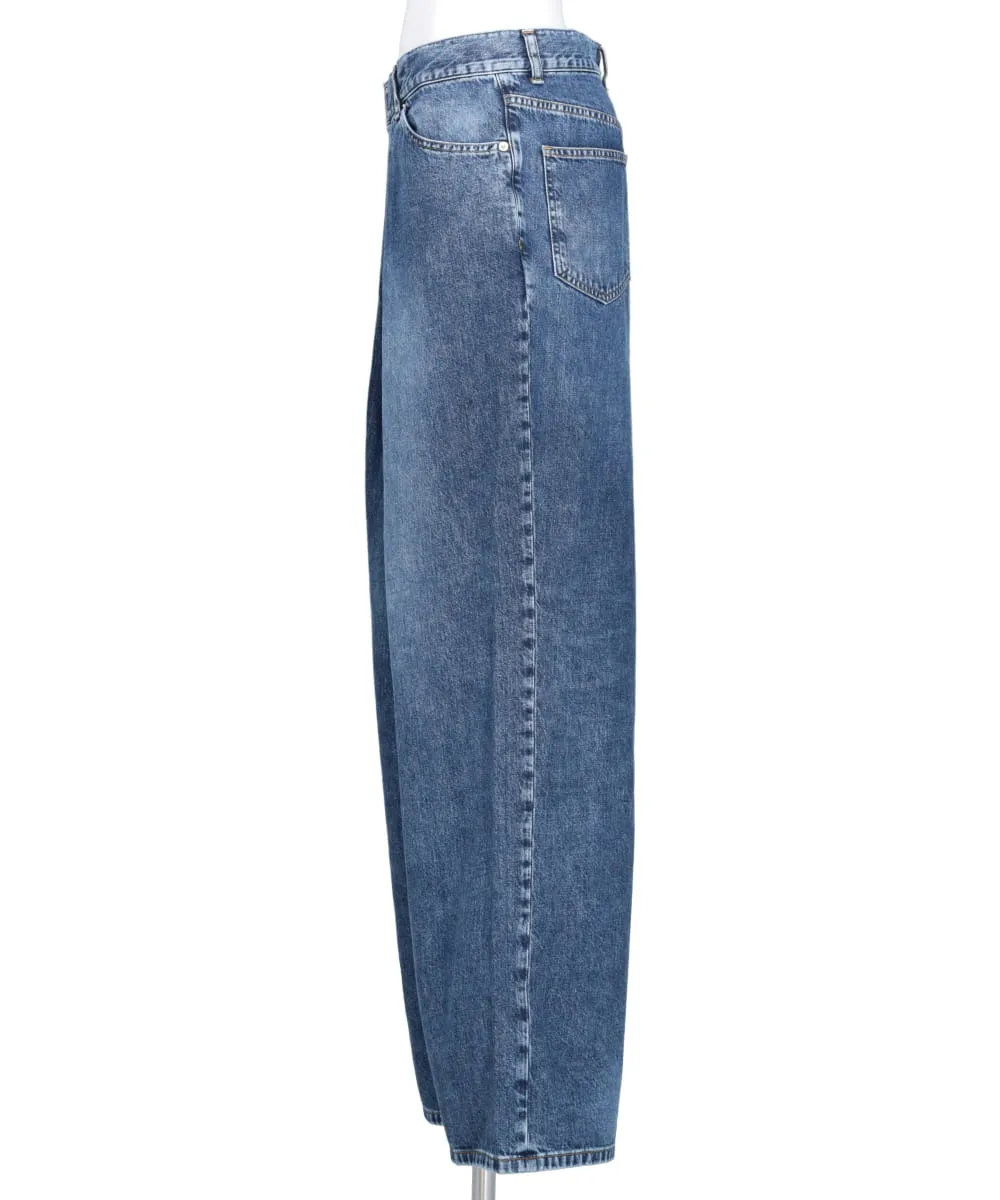 WASHED DENIM WIDE PANTS (SHORT LENGTH)