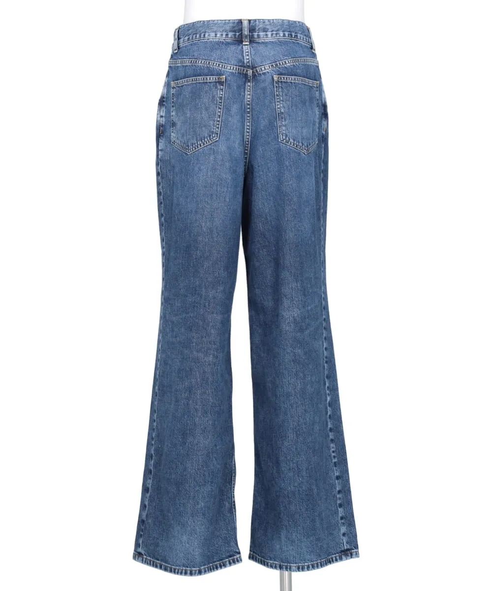 WASHED DENIM WIDE PANTS (SHORT LENGTH)