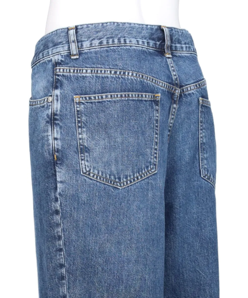 WASHED DENIM WIDE PANTS (SHORT LENGTH)