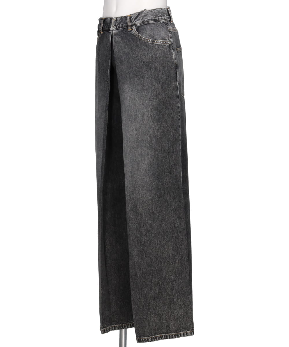 WASHED DENIM SUPER WIDE PANTS