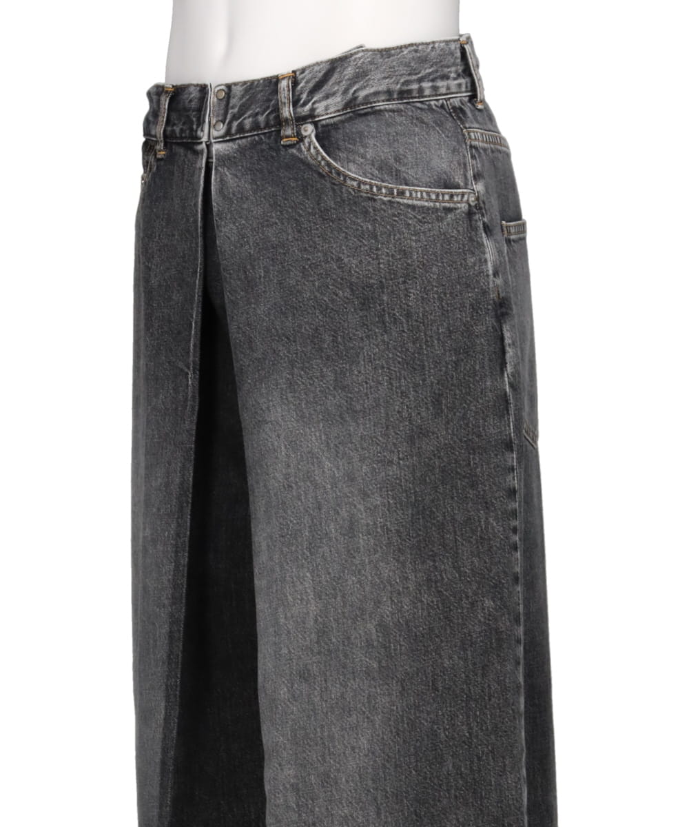 WASHED DENIM SUPER WIDE PANTS