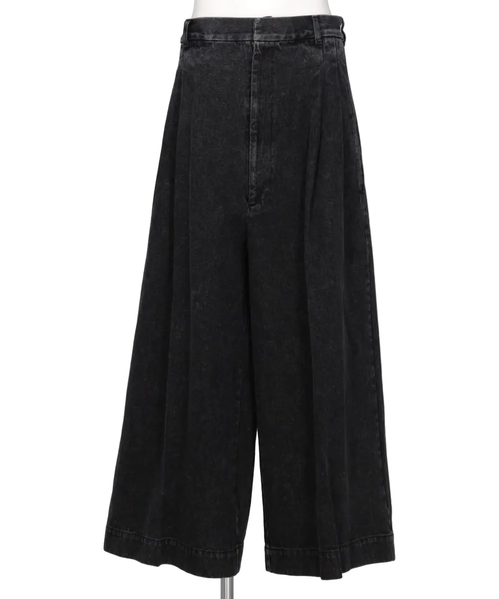 WASHED DENIM WIDE PANTS