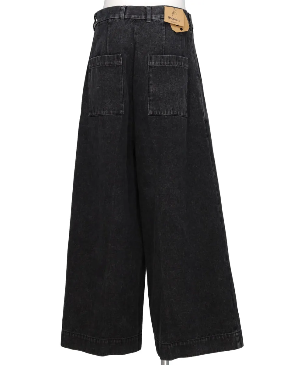 WASHED DENIM WIDE PANTS