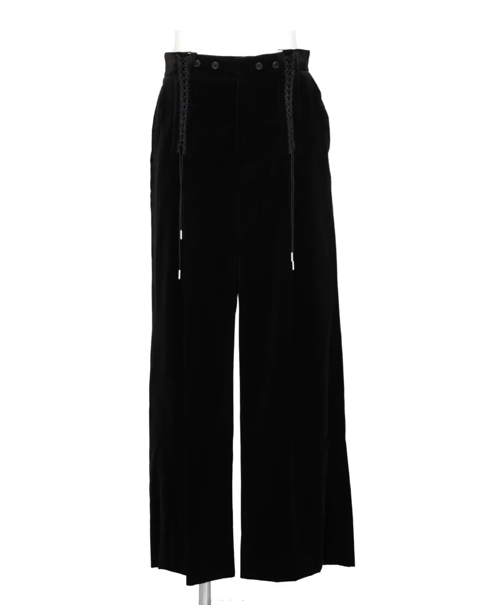 "RIFF" LACE-UP VELOUR WIDE SLACKS