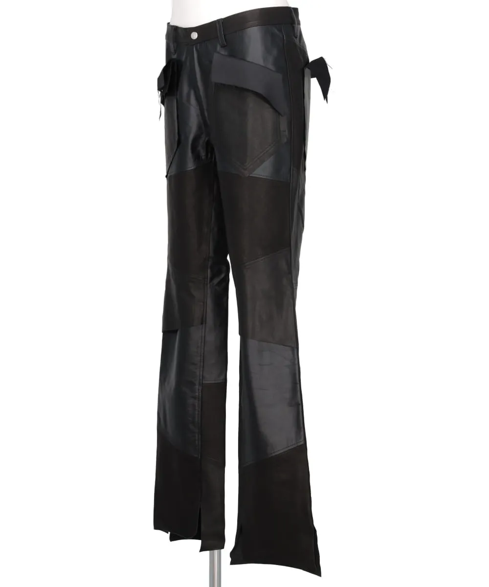 ASSORTED LEATHER SLIM SLASH PANTS