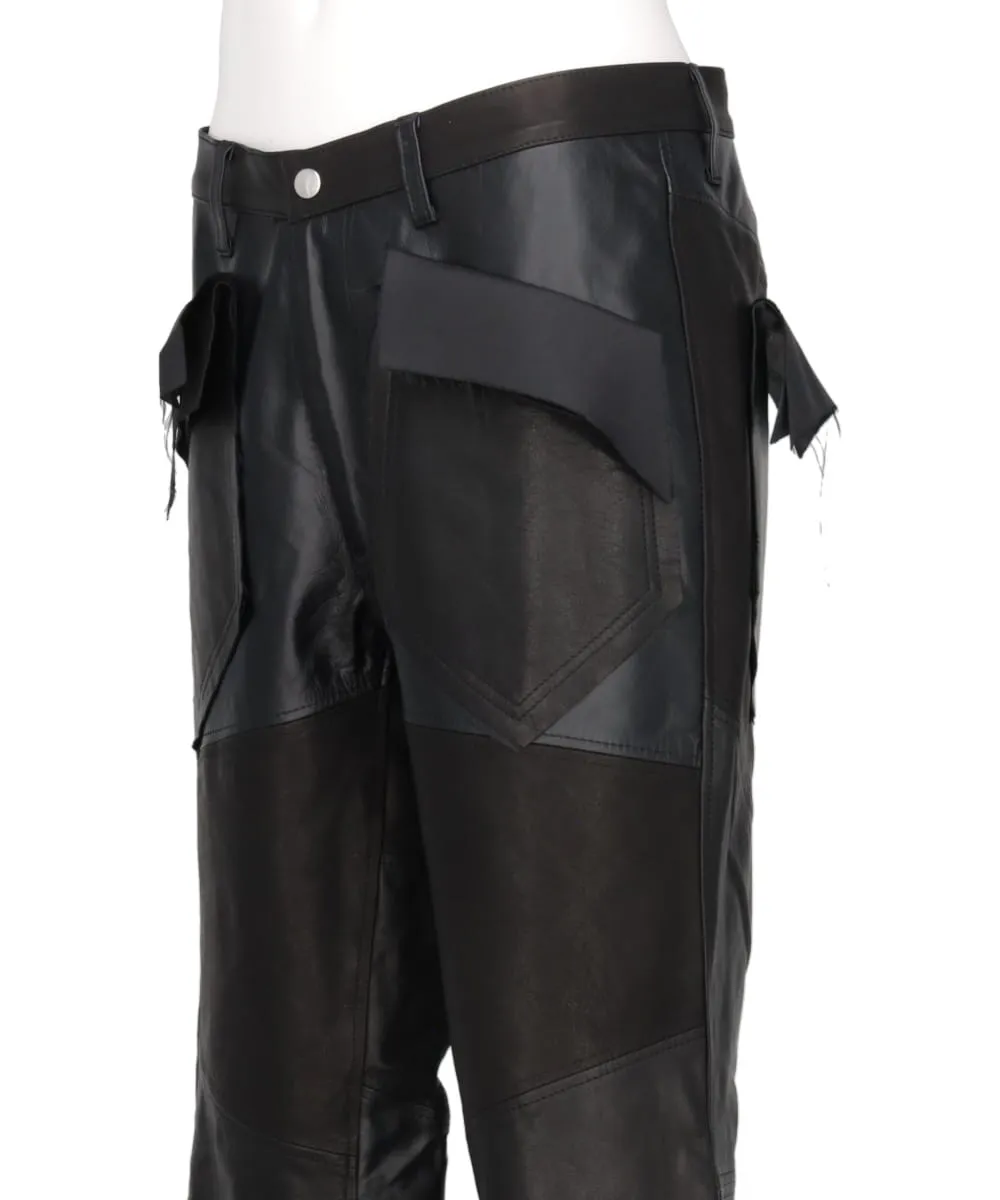 ASSORTED LEATHER SLIM SLASH PANTS