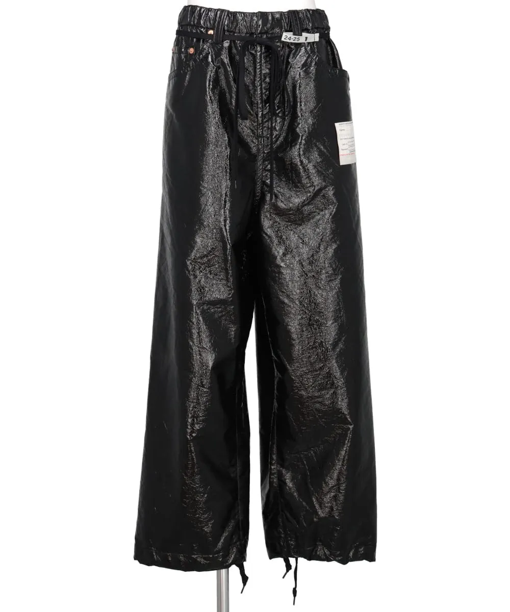 FAKE ENAMEL WIDE TROUSERS