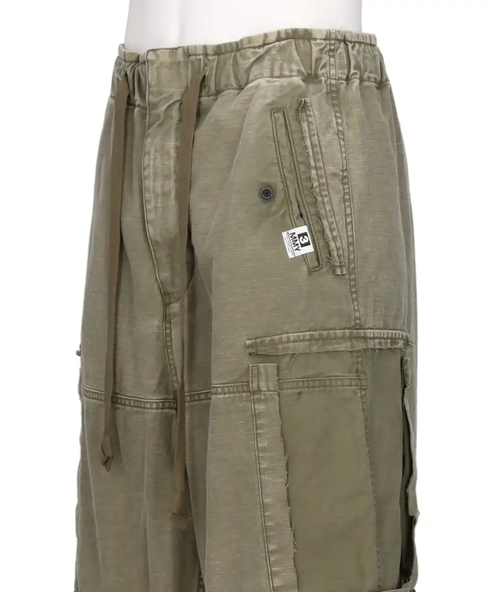 COTTON SATIN CARGO TROUSERS