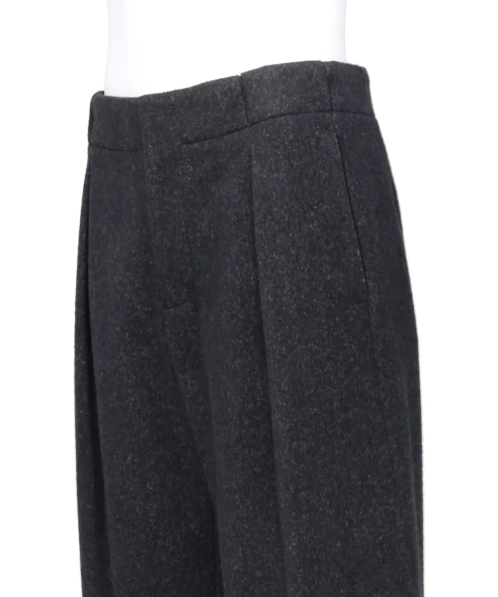 WOOL FLANNEL PLEATED TROUSER