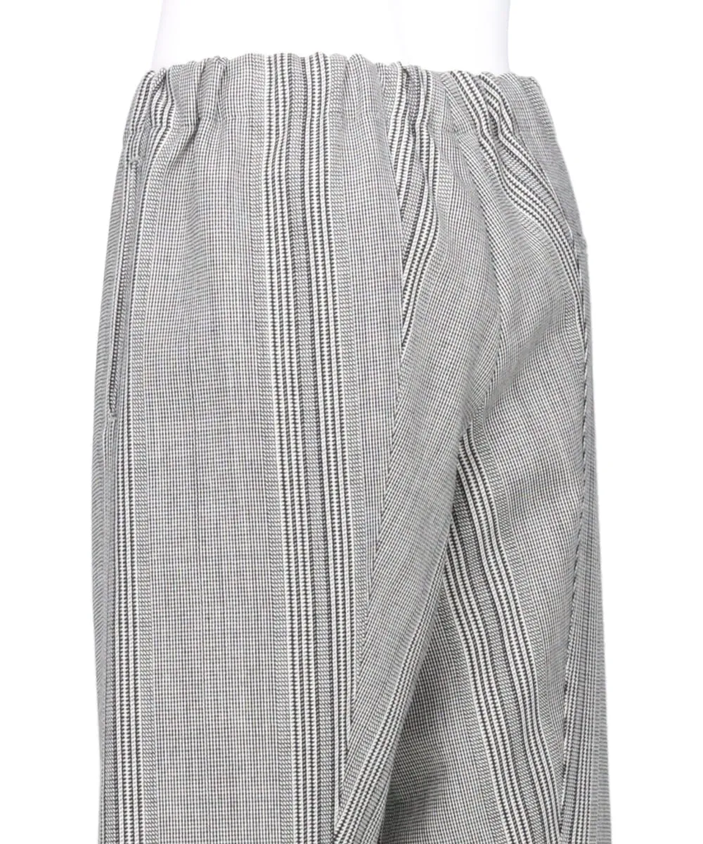 STRIPED WOOL WIDE-LEG DRAWSTRING TROUSER