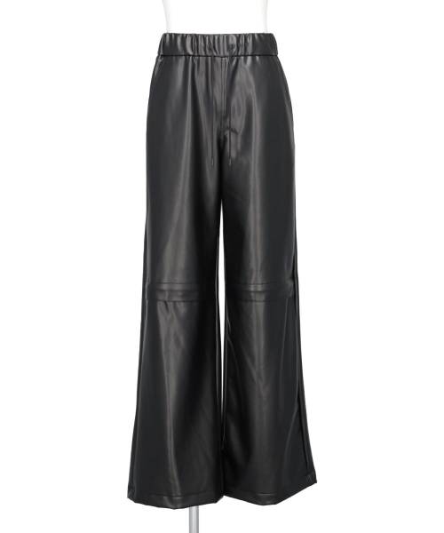 STRETCH VEGAN LEATHER WIDE PANTS